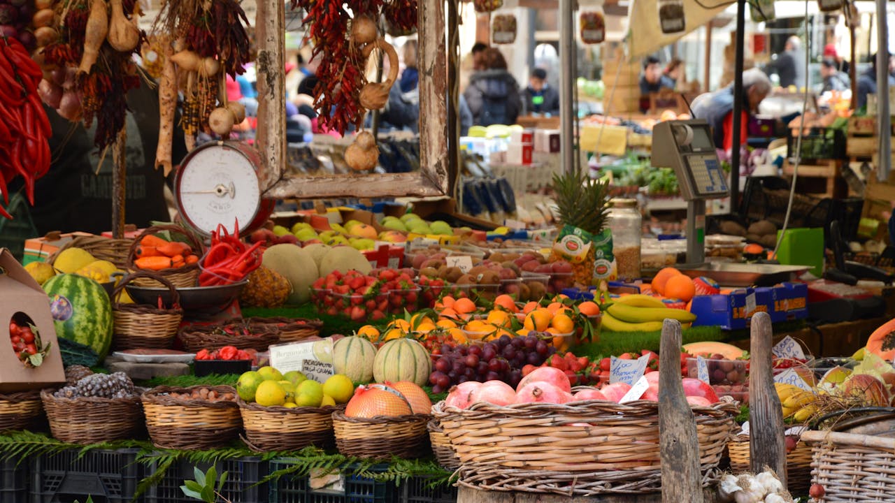 a colourful farmers market